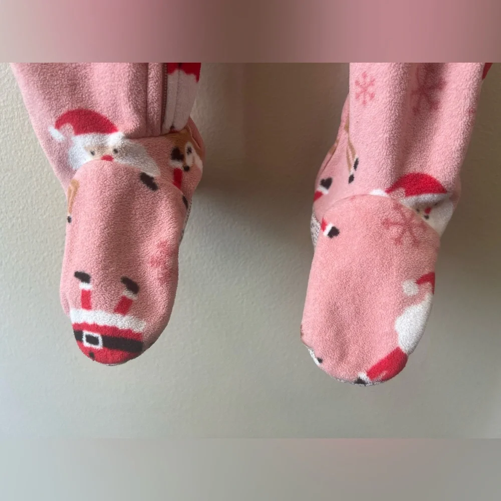 Just‎ One Carter’s kids girls 2T PJs Santa Reindeer Christmas 1 piece Footed Zip